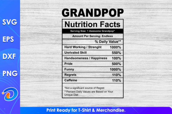 Grandpop Nutrition Facts SVG: Father’s Day T-Shirt Graphics